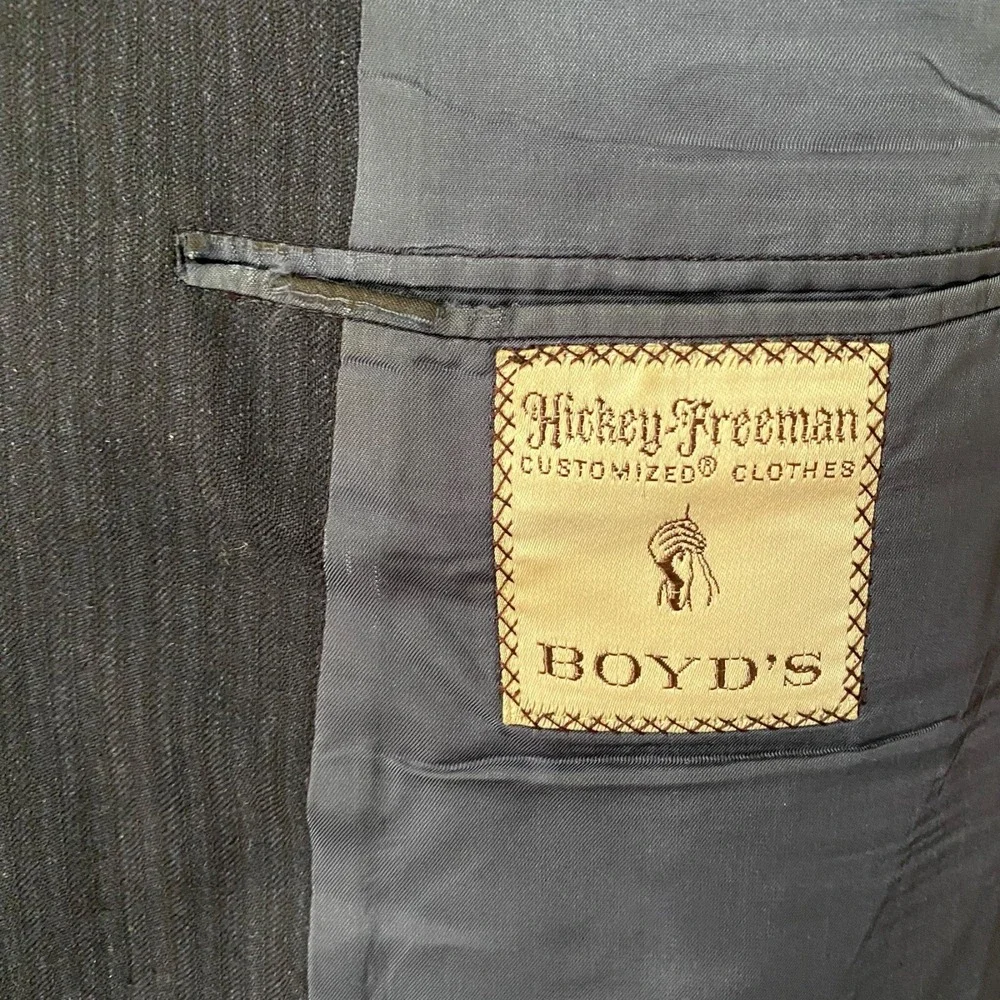 Vtg‎ Hickey Freeman Black Bespoke Wool Sport Coat Mens 42 X Long Suit Blazer
